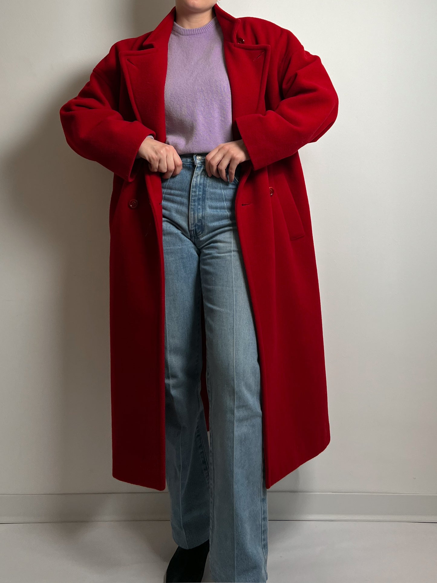 Pure wool red long coat