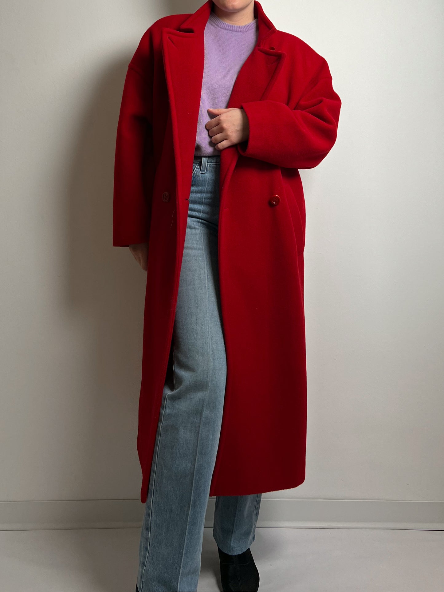 Pure wool red long coat