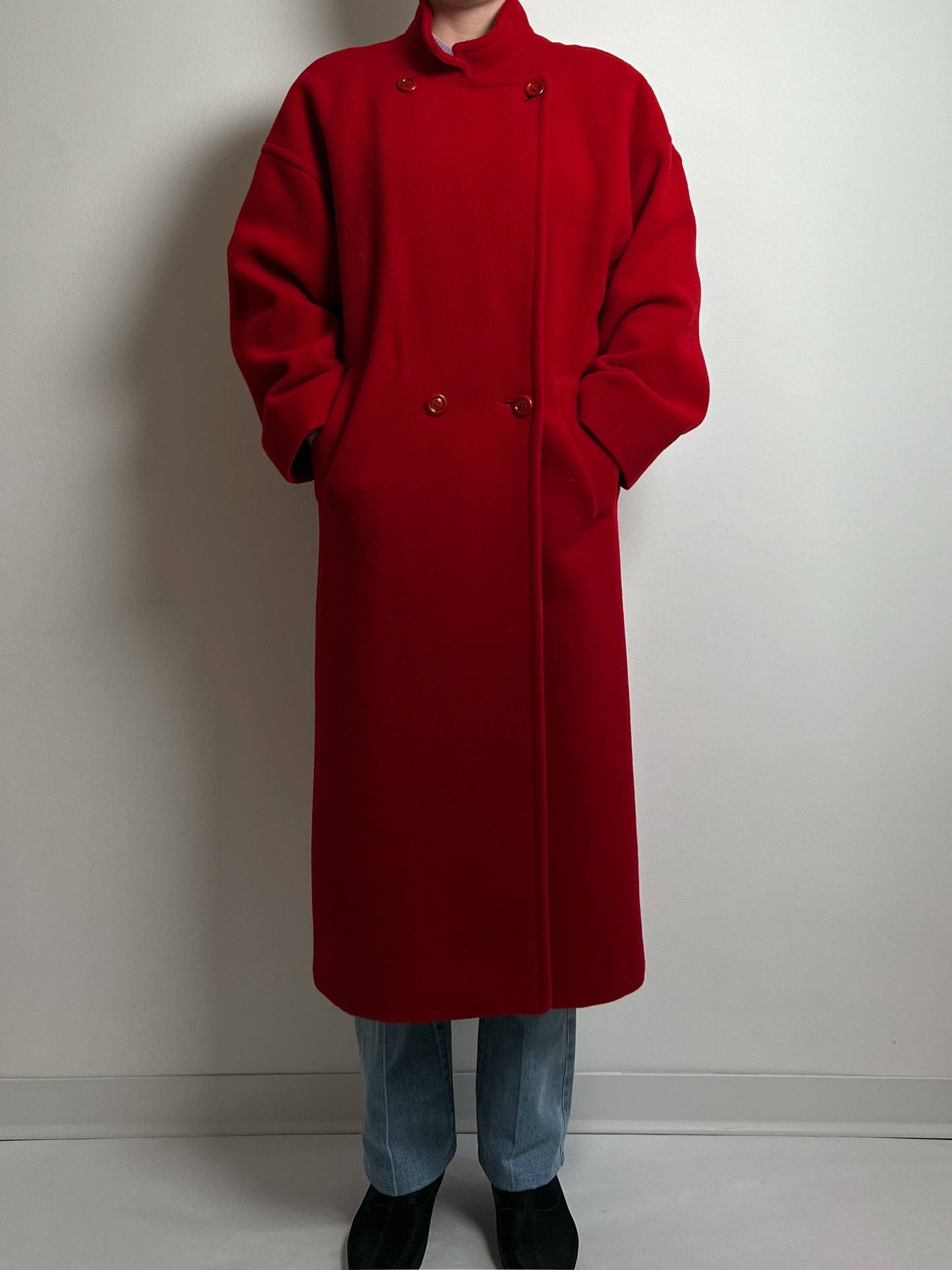 Pure wool red long coat