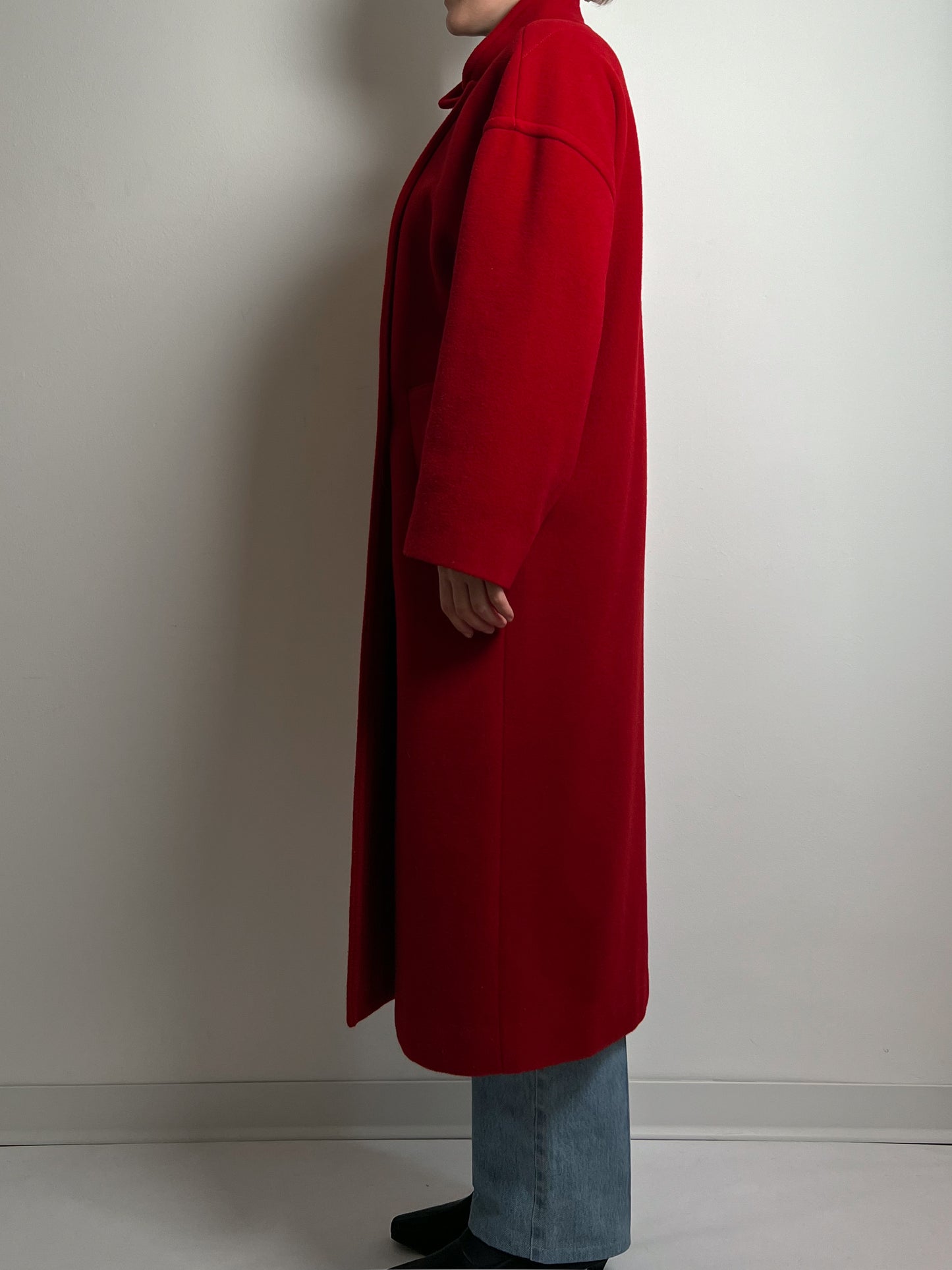 Pure wool red long coat