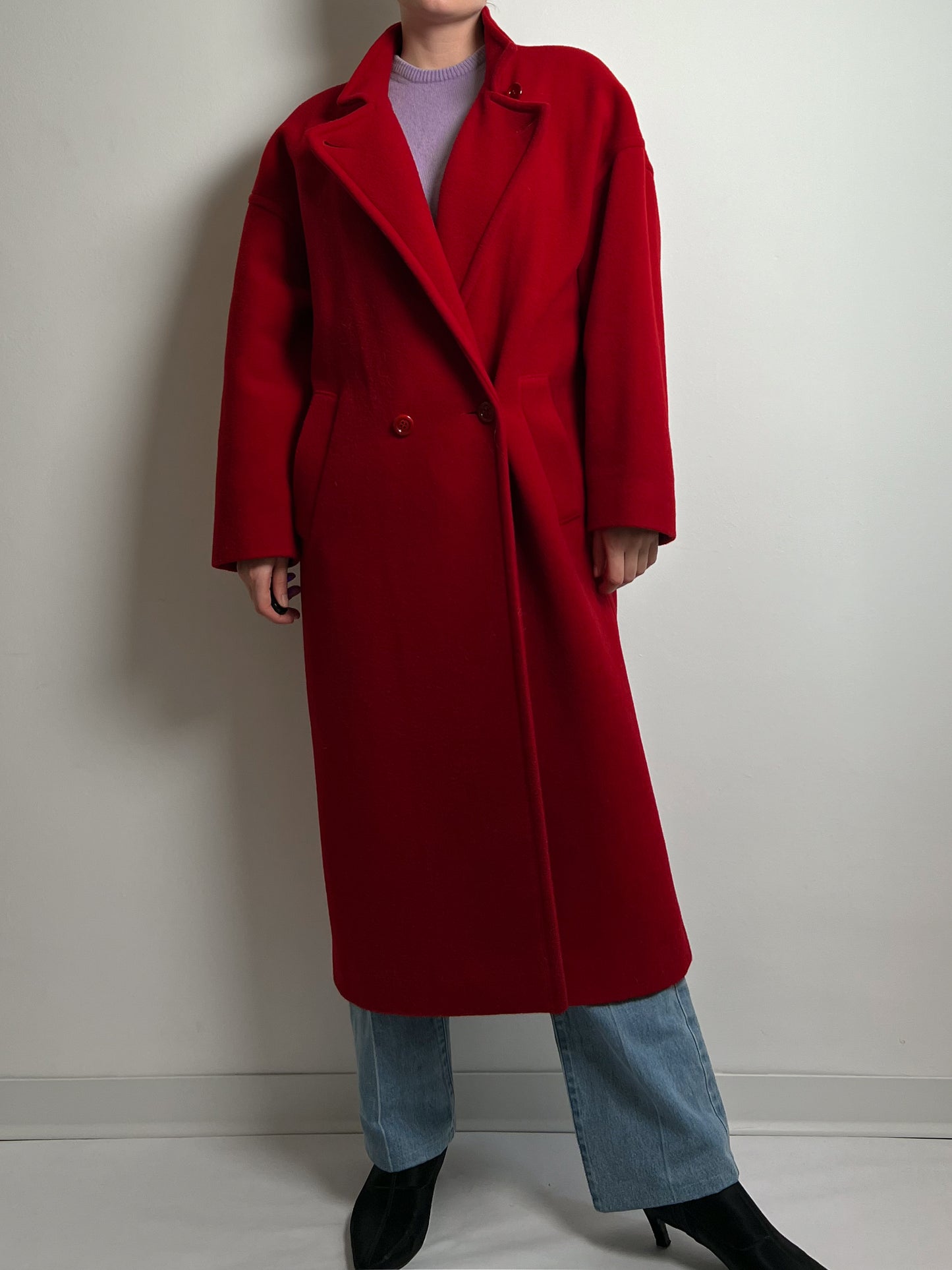 Pure wool red long coat