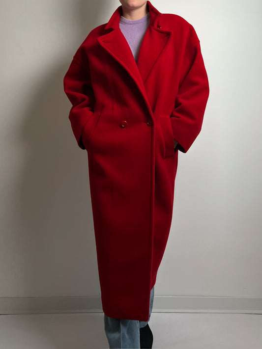 Pure wool red long coat