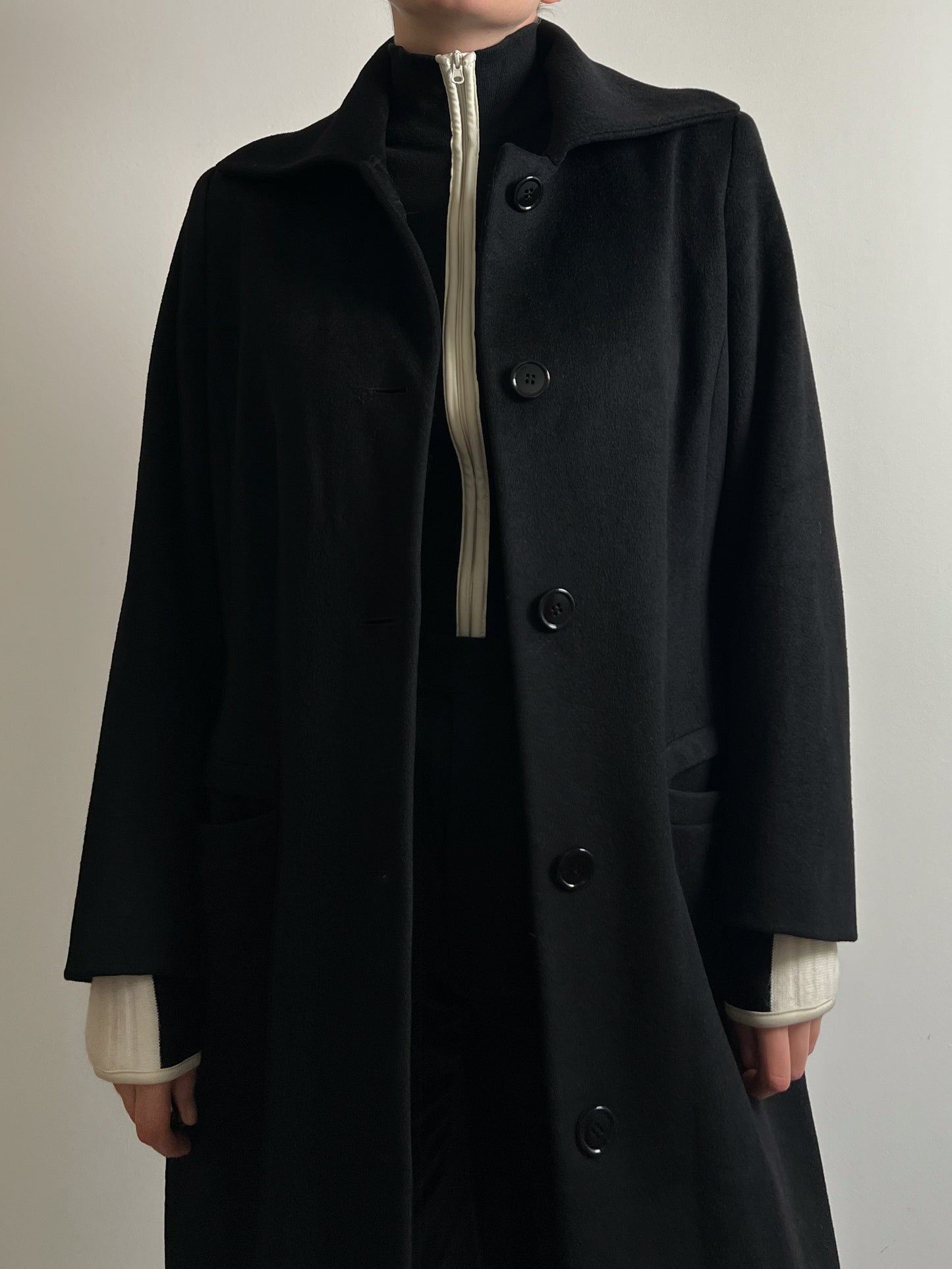 Loro Piana pure wool black coat