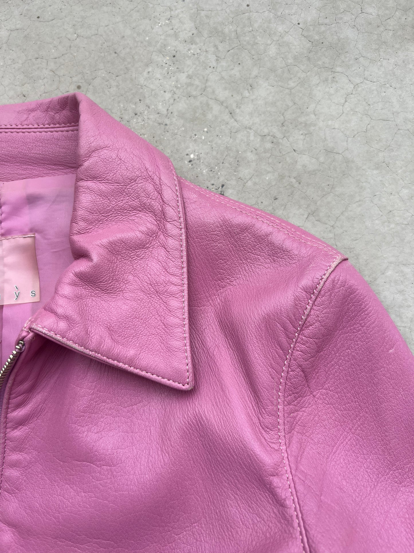 Real leather pink jacket