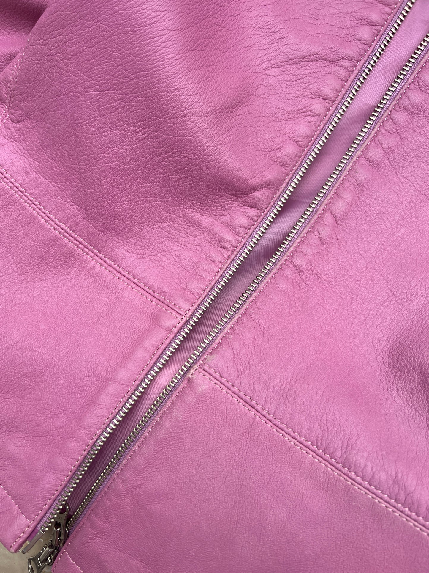 Real leather pink jacket