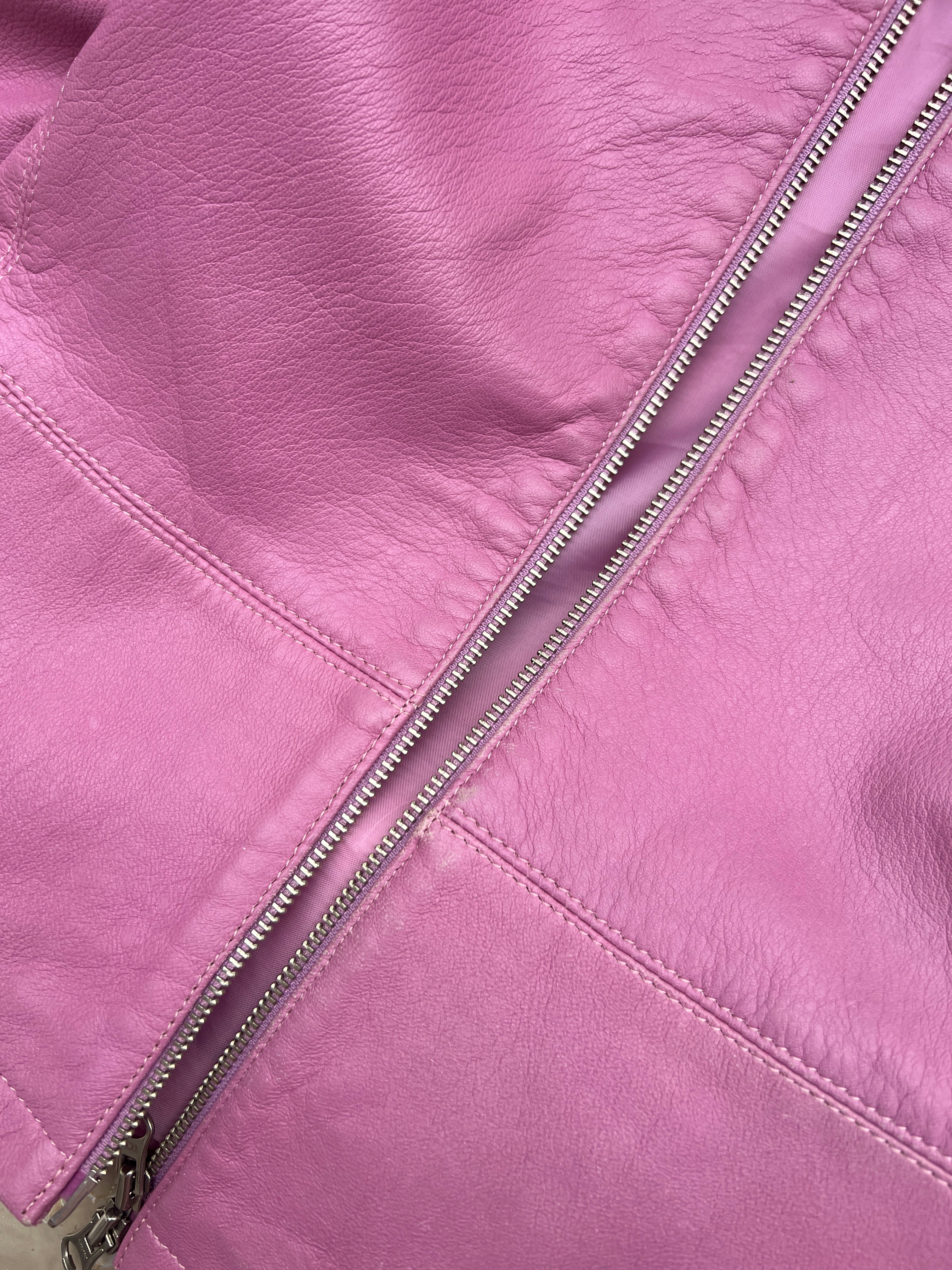 Real leather pink jacket