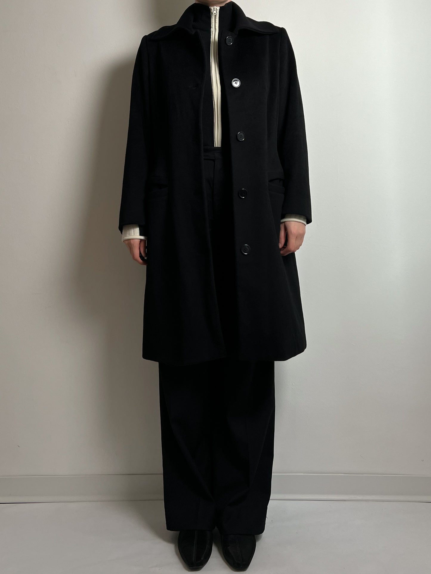 Loro Piana pure wool black coat