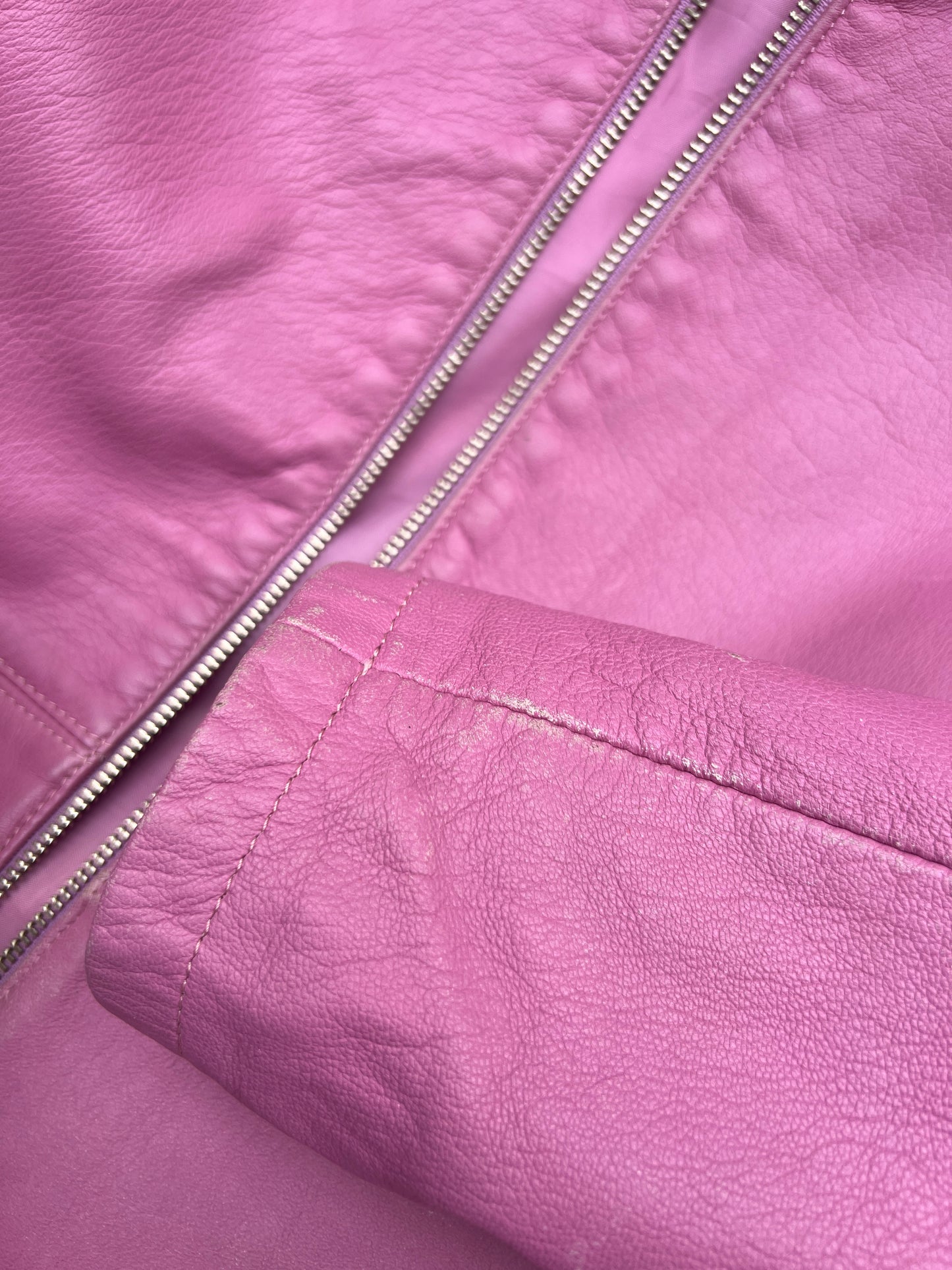 Real leather pink jacket