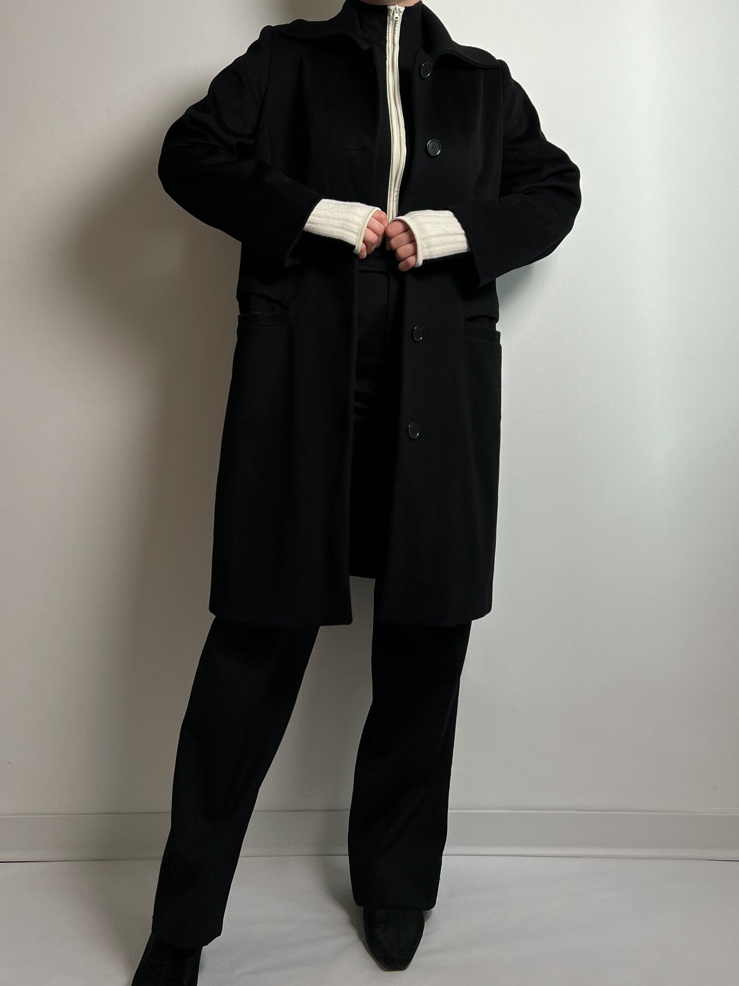 Loro Piana pure wool black coat