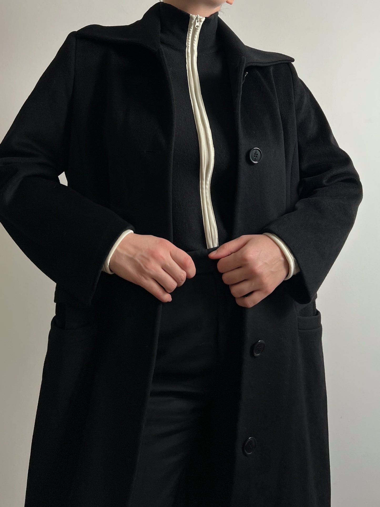 Loro Piana pure wool black coat