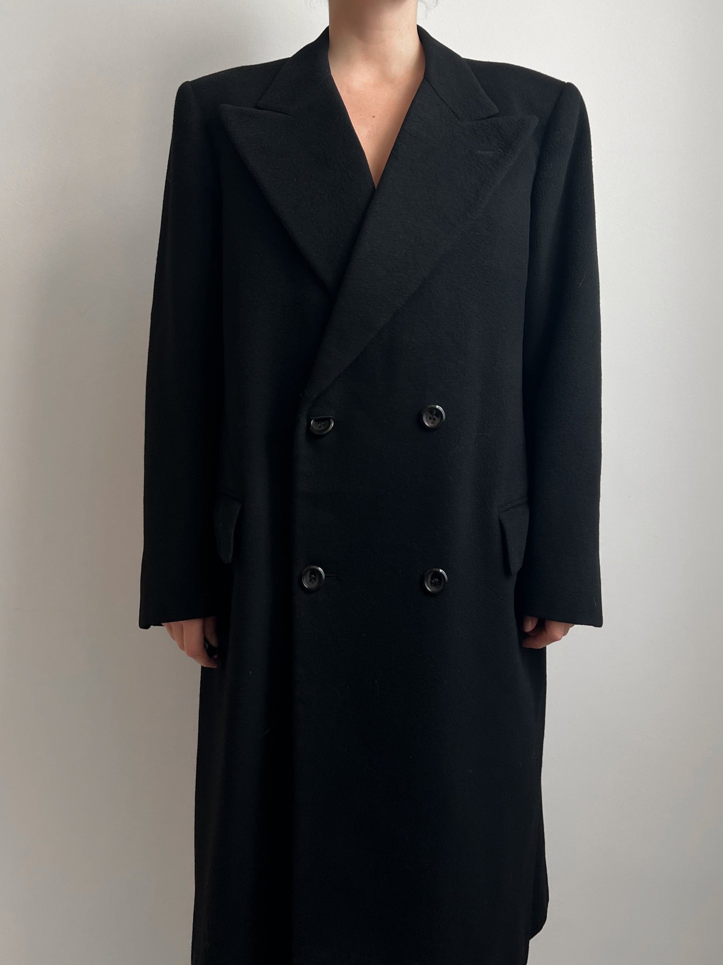 Pure wool double breast black man coat