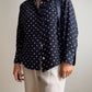Camicia blu a pois in seta