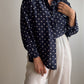 Camicia blu a pois in seta