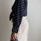 Camicia blu a pois in seta