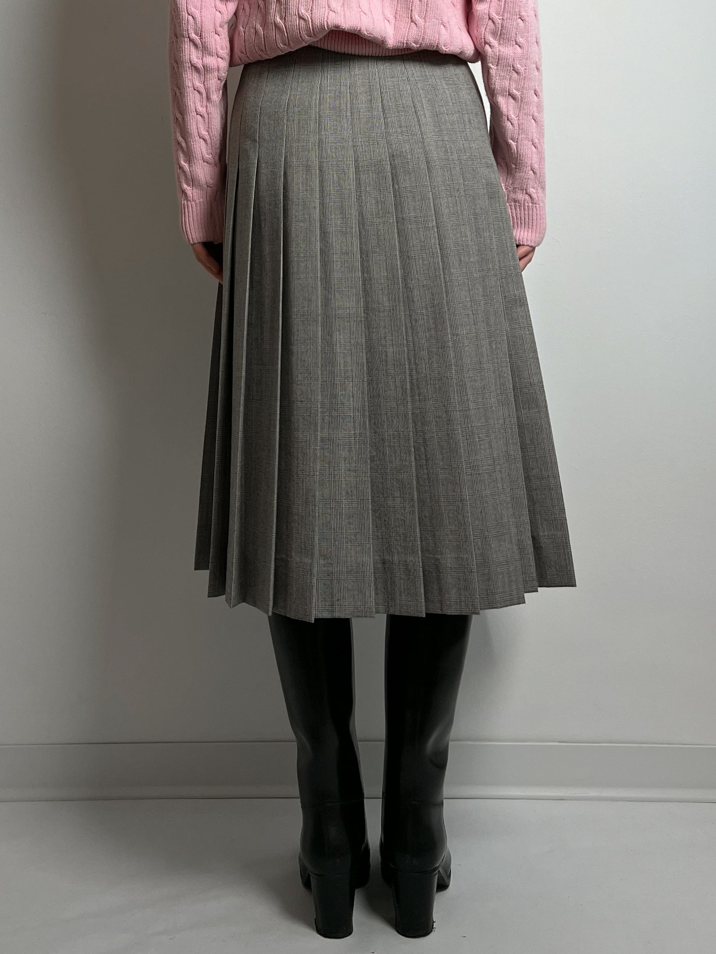 Pure wool pleated grey midi skirt