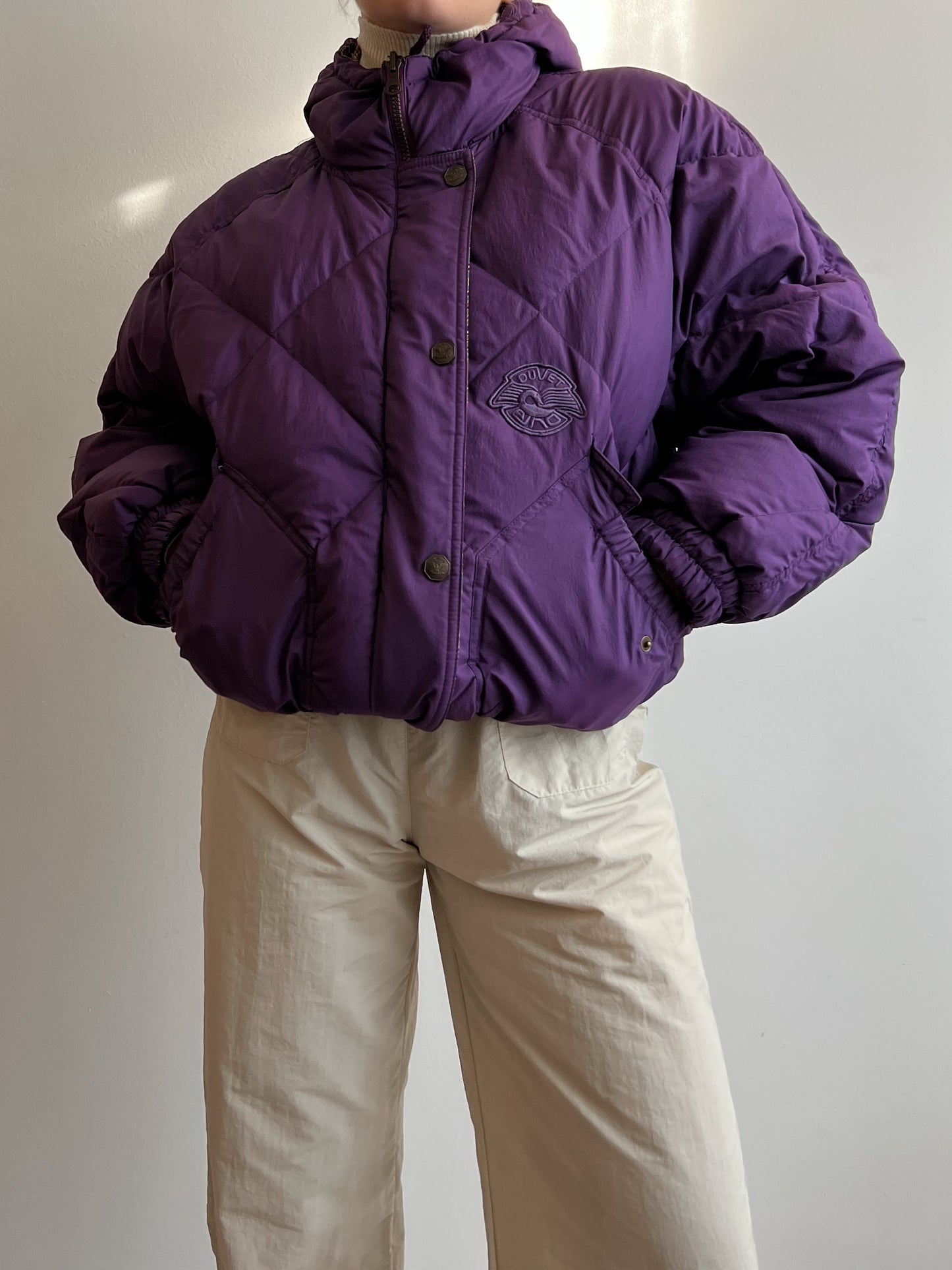 Double face purple puffer jacket