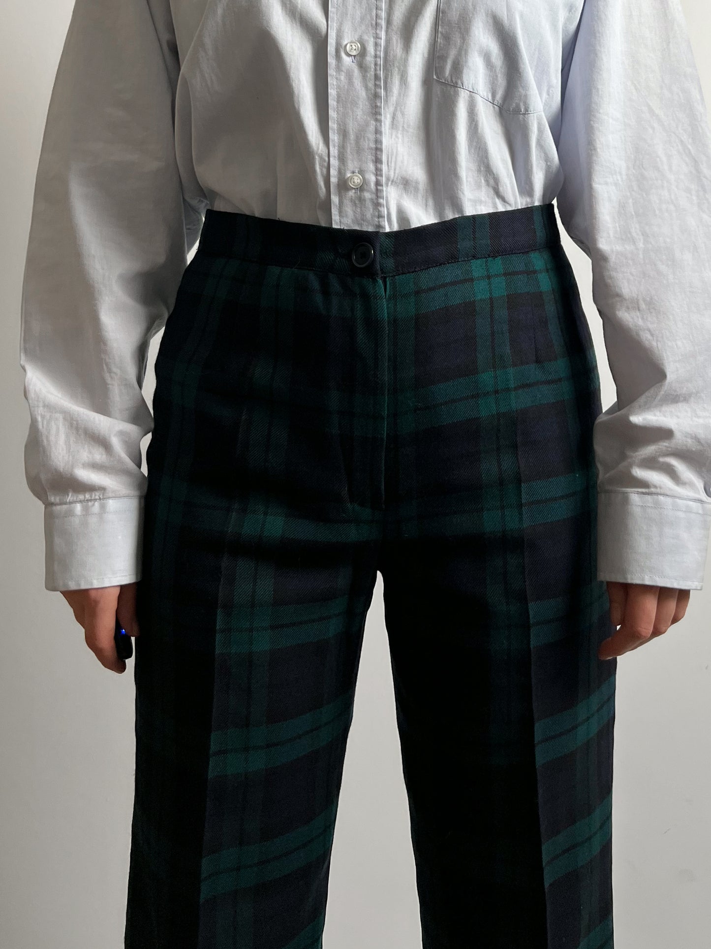 Pure wool tailored tartan pants