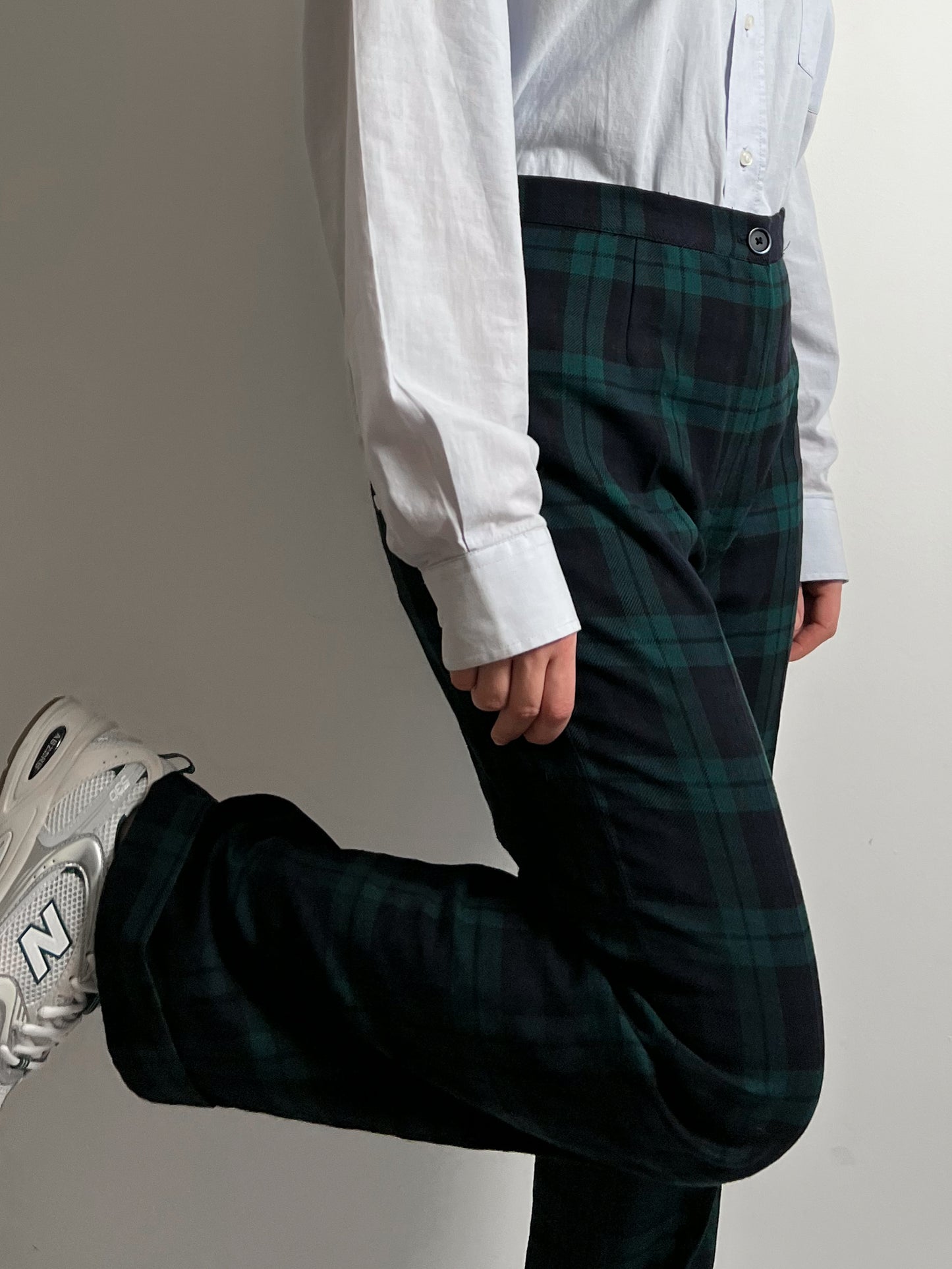 Pure wool tailored tartan pants