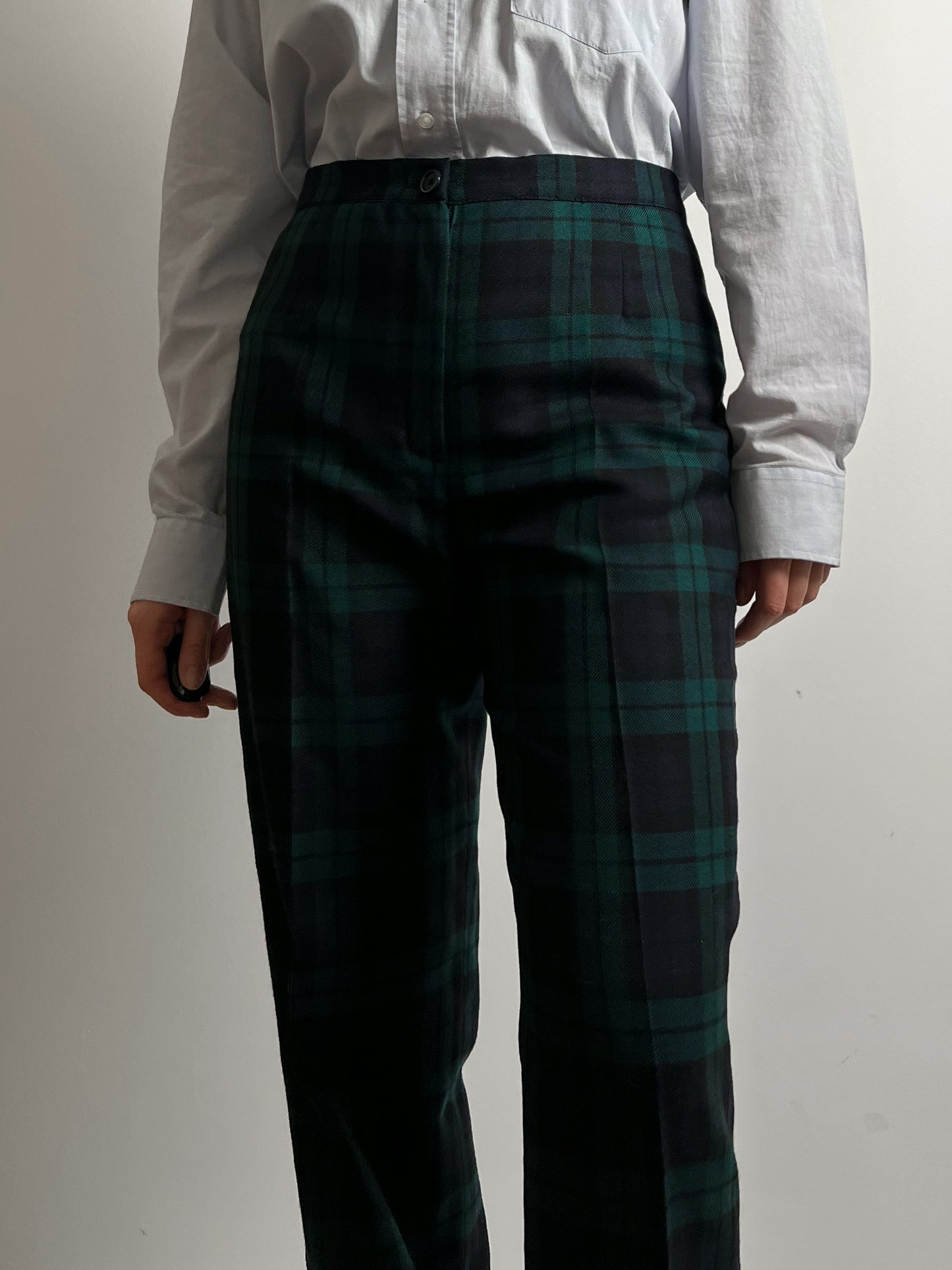 Pure wool tailored tartan pants