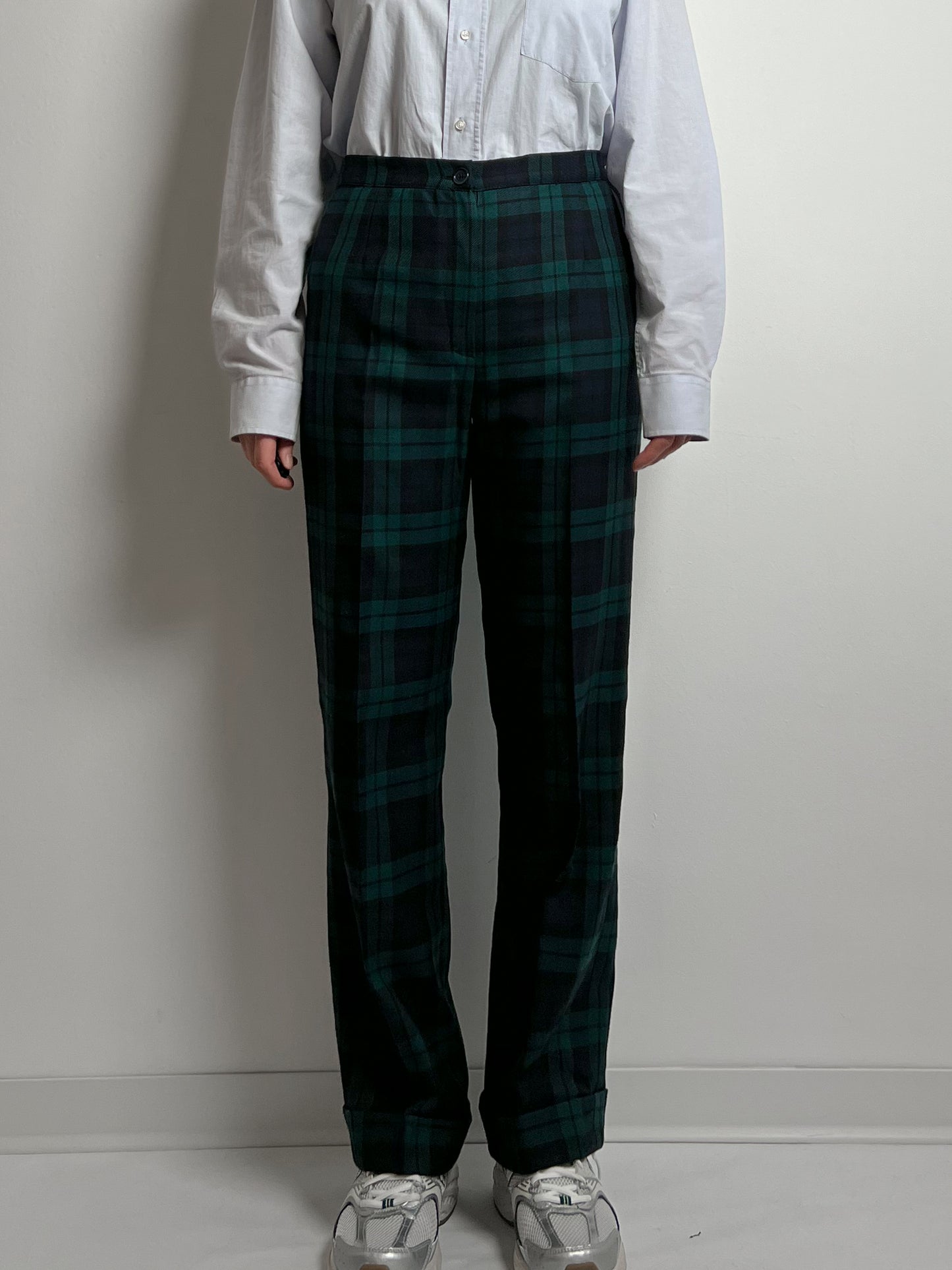 Pure wool tailored tartan pants