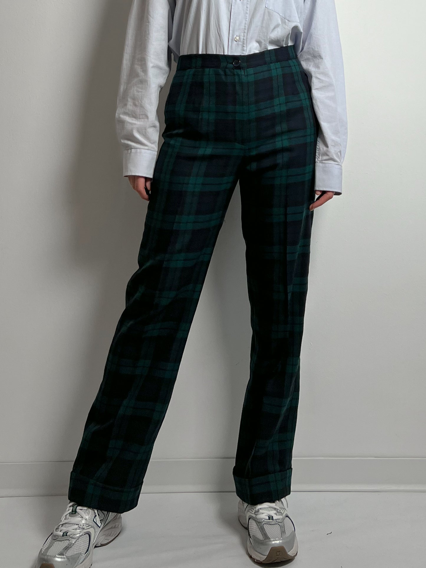 Pure wool tailored tartan pants