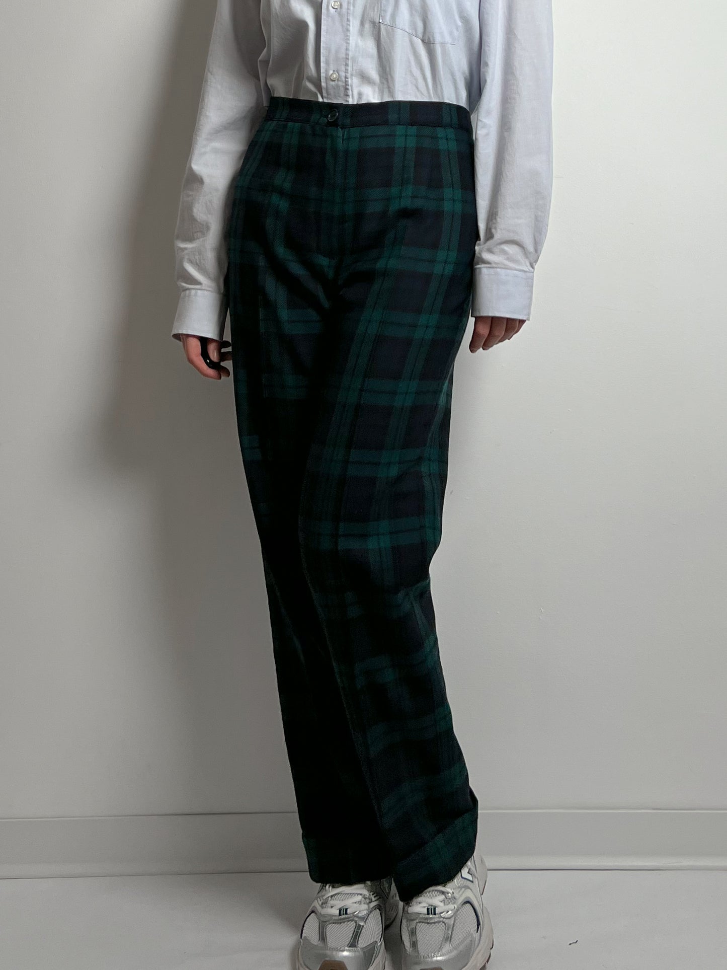 Pure wool tailored tartan pants