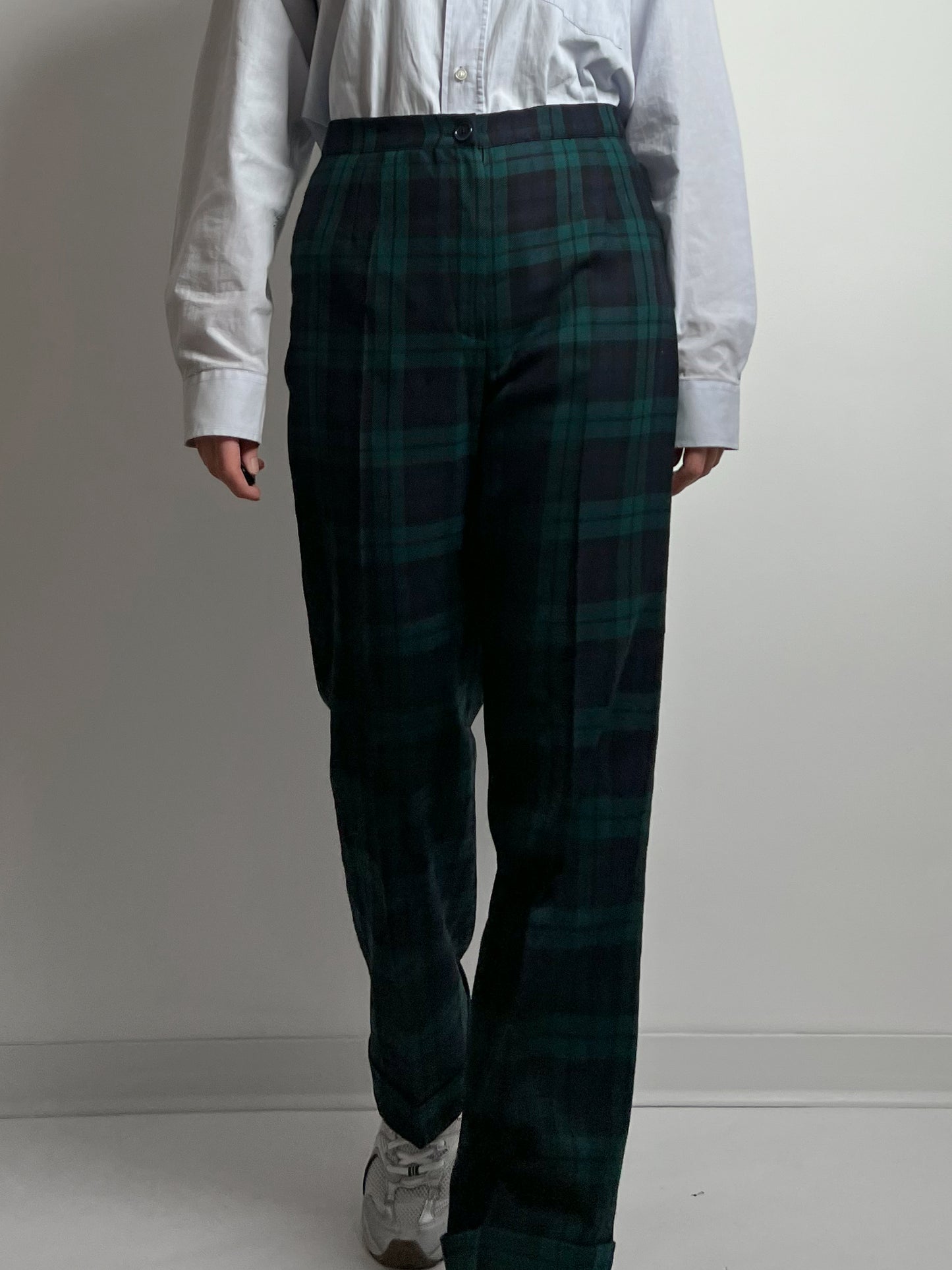 Pure wool tailored tartan pants