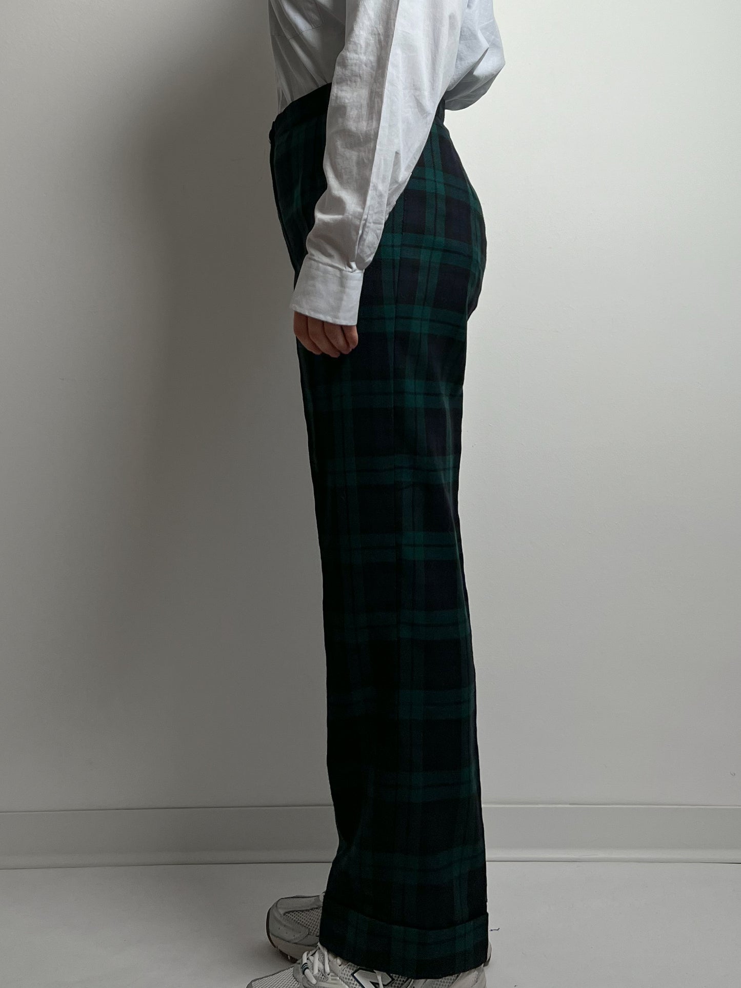 Pure wool tailored tartan pants