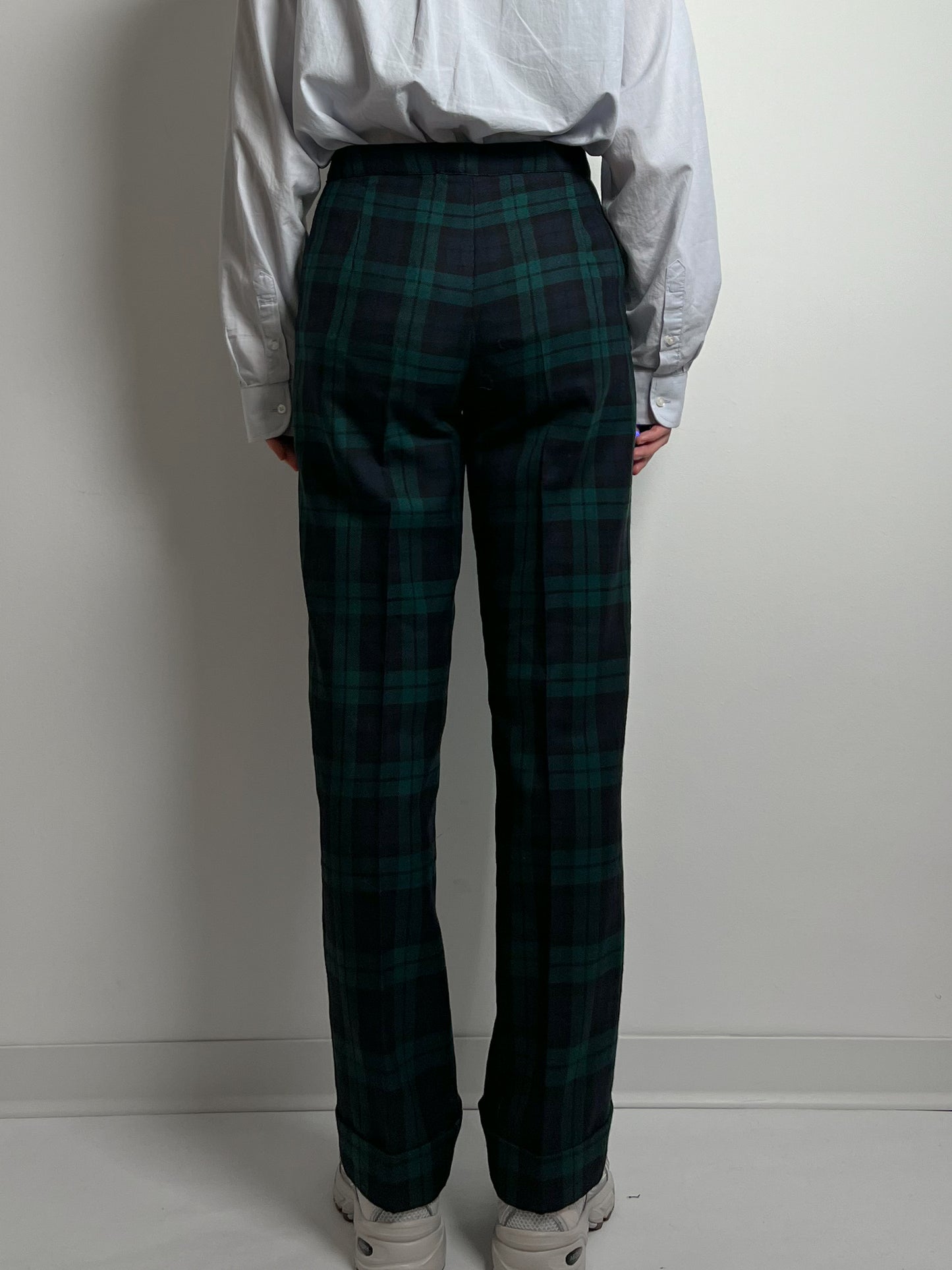 Pure wool tailored tartan pants