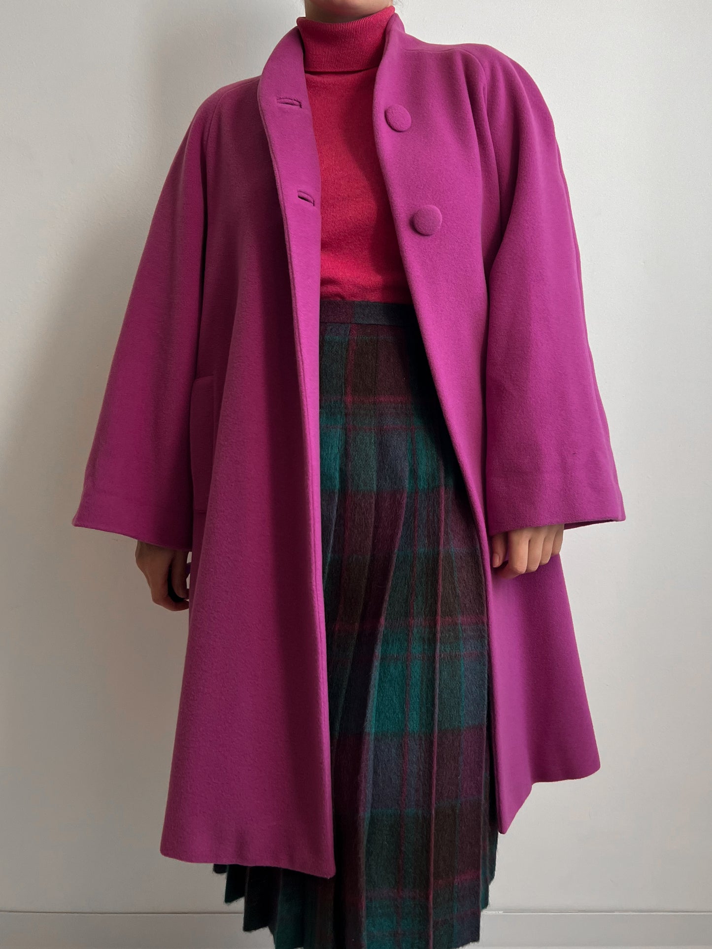 Pure virgin wool cyclamen coat