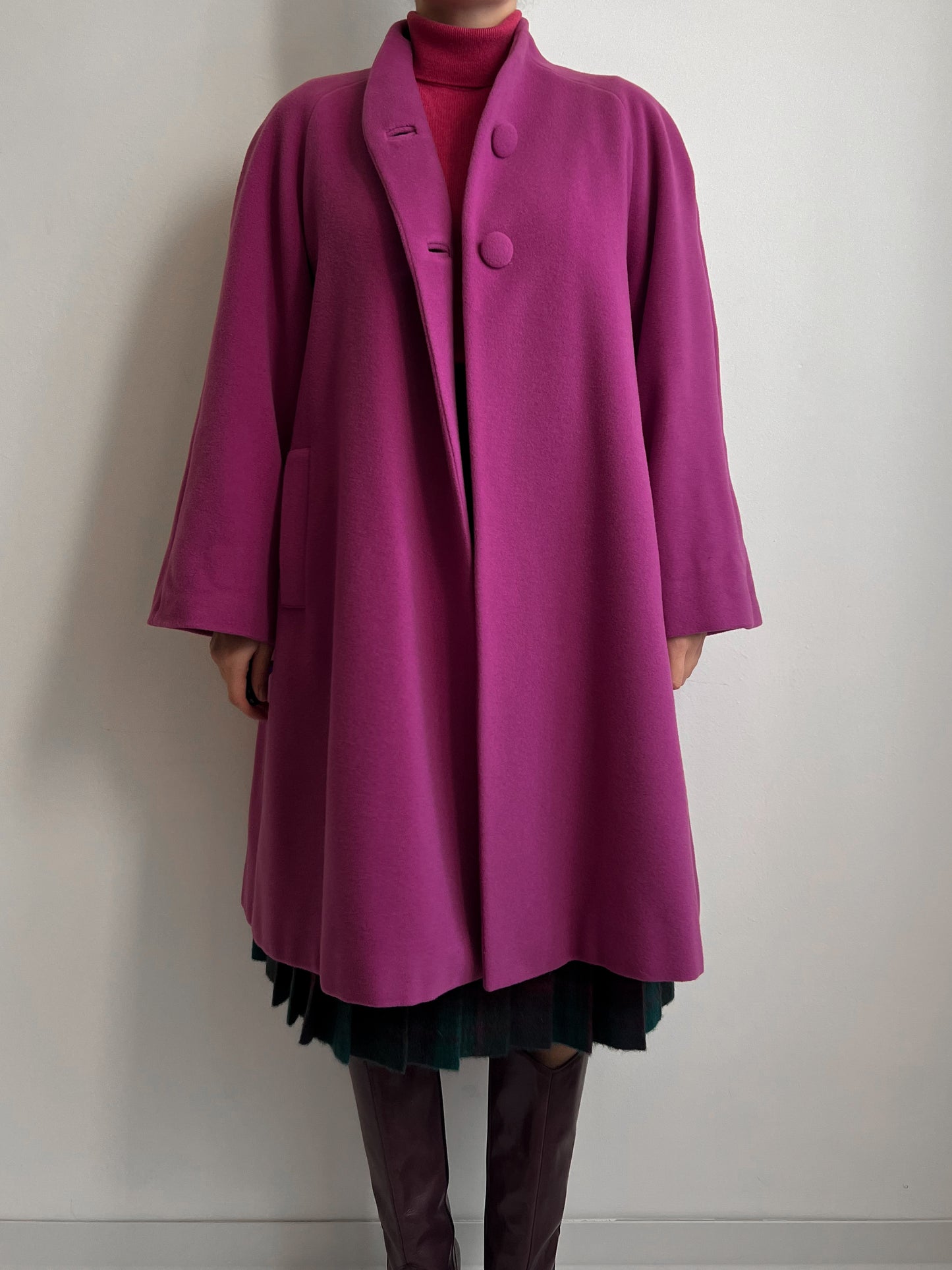 Pure virgin wool cyclamen coat