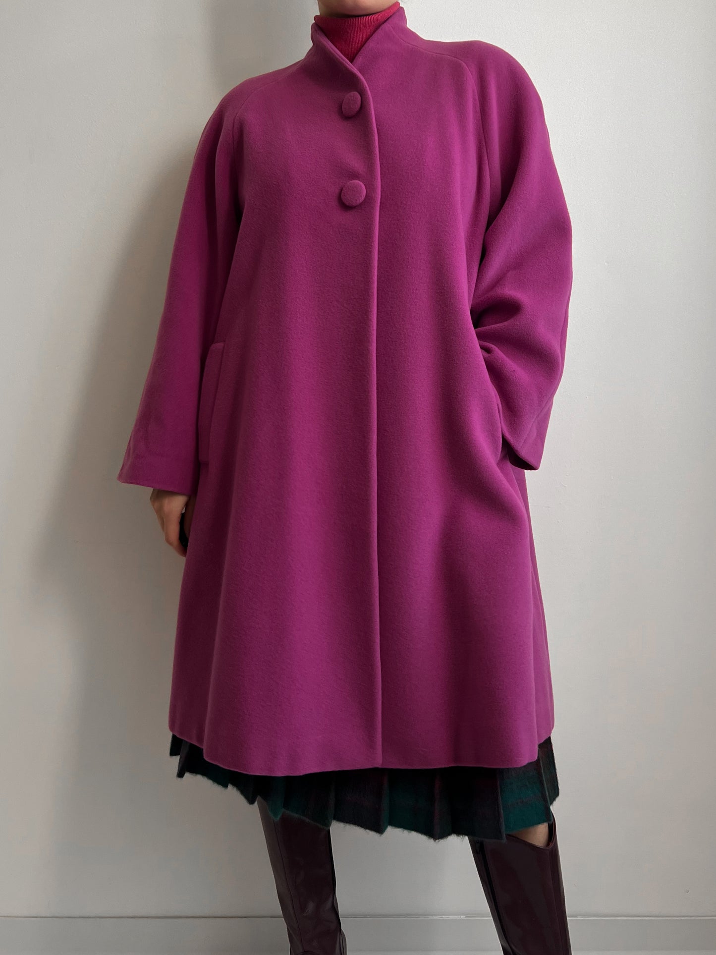 Pure virgin wool cyclamen coat