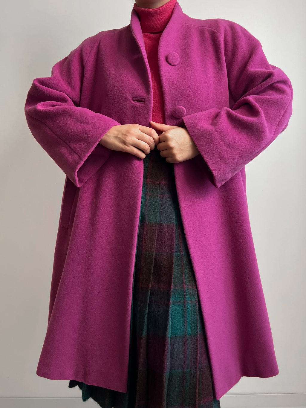 Pure virgin wool cyclamen coat