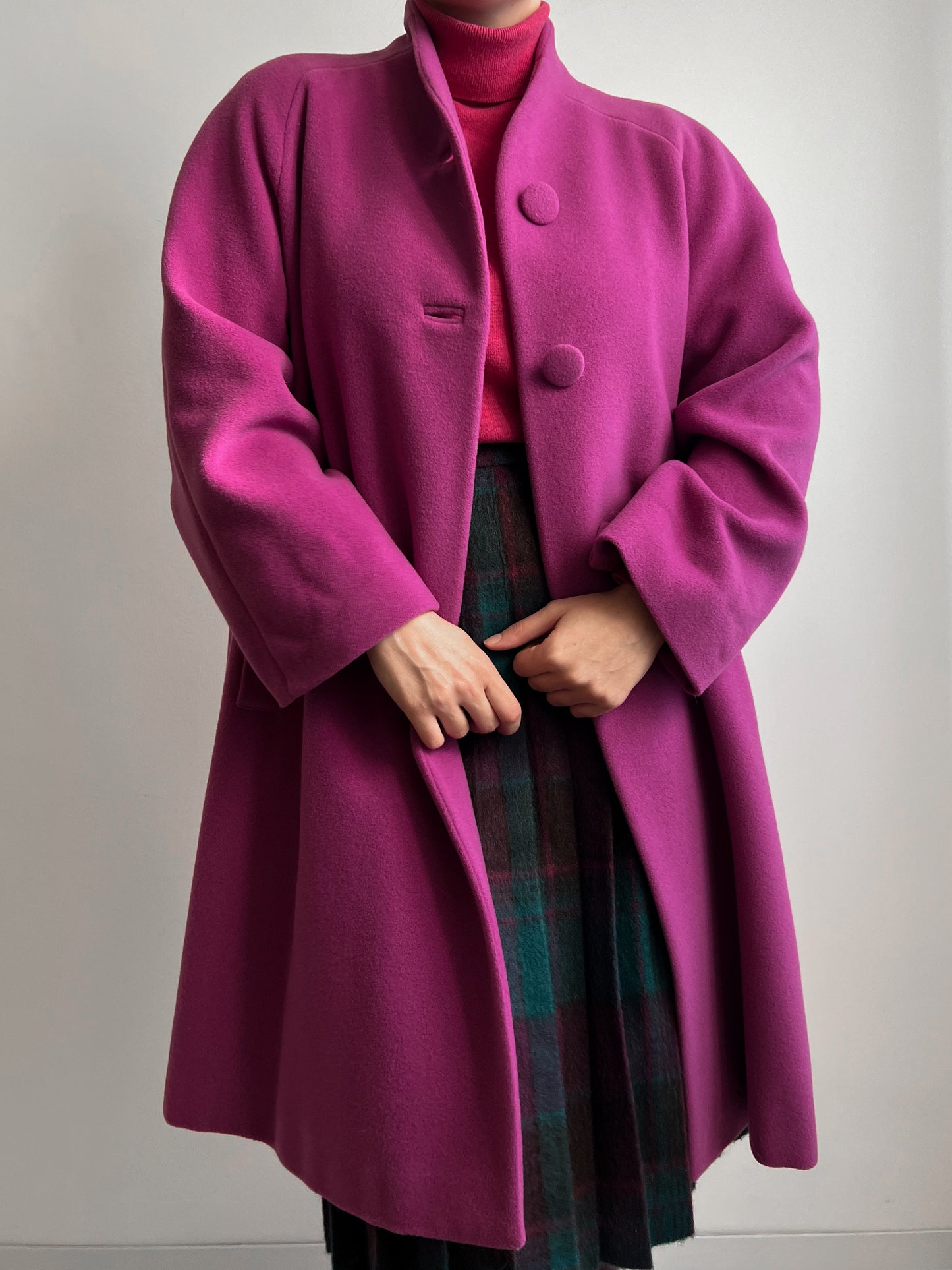 Pure virgin wool cyclamen coat