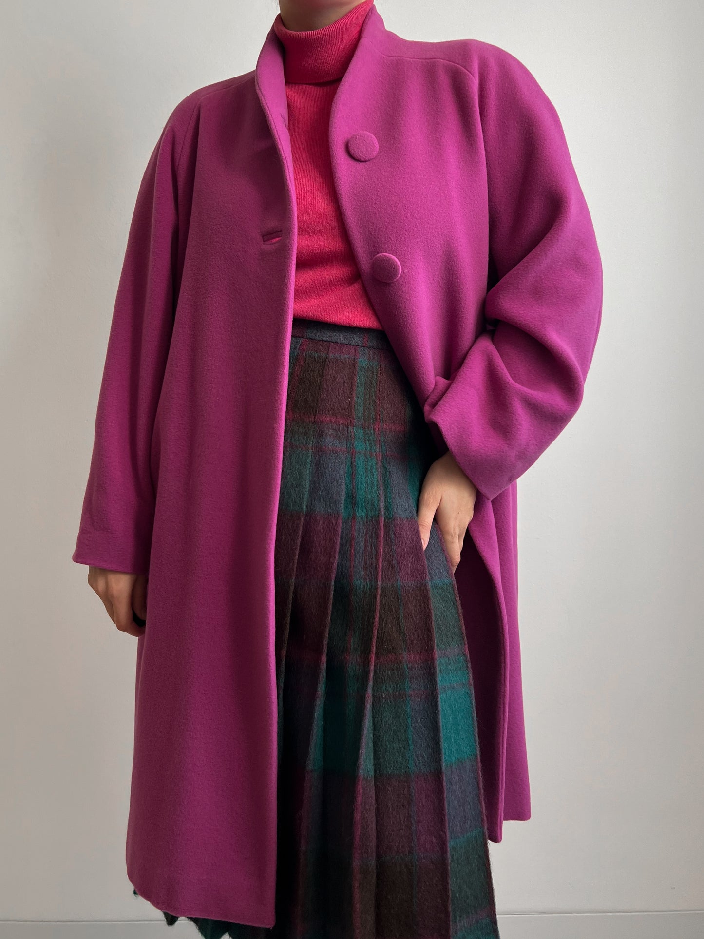 Pure virgin wool cyclamen coat