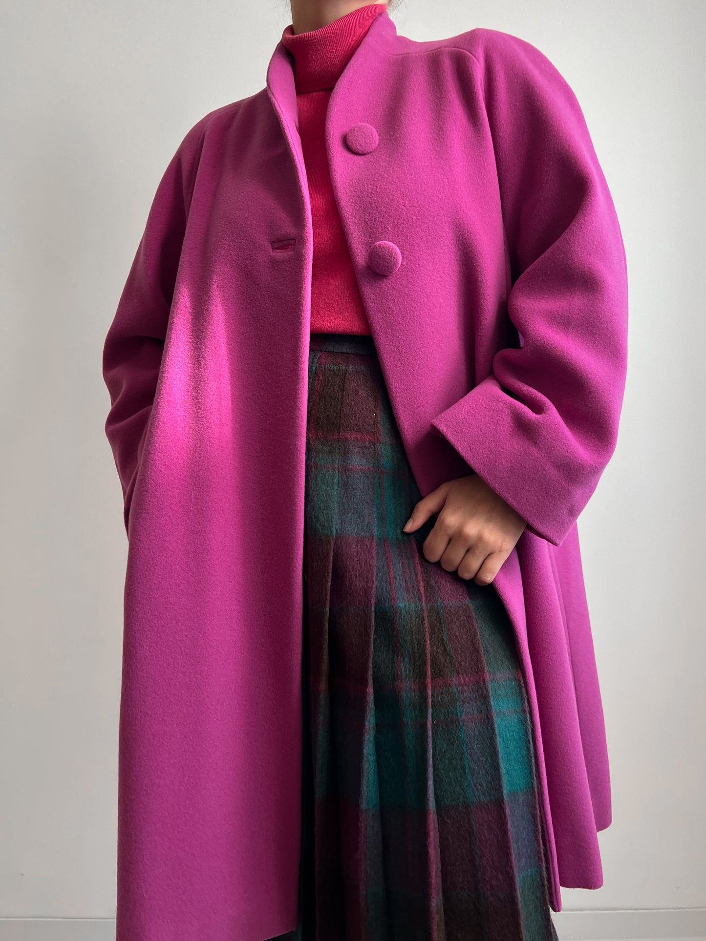 Pure virgin wool cyclamen coat