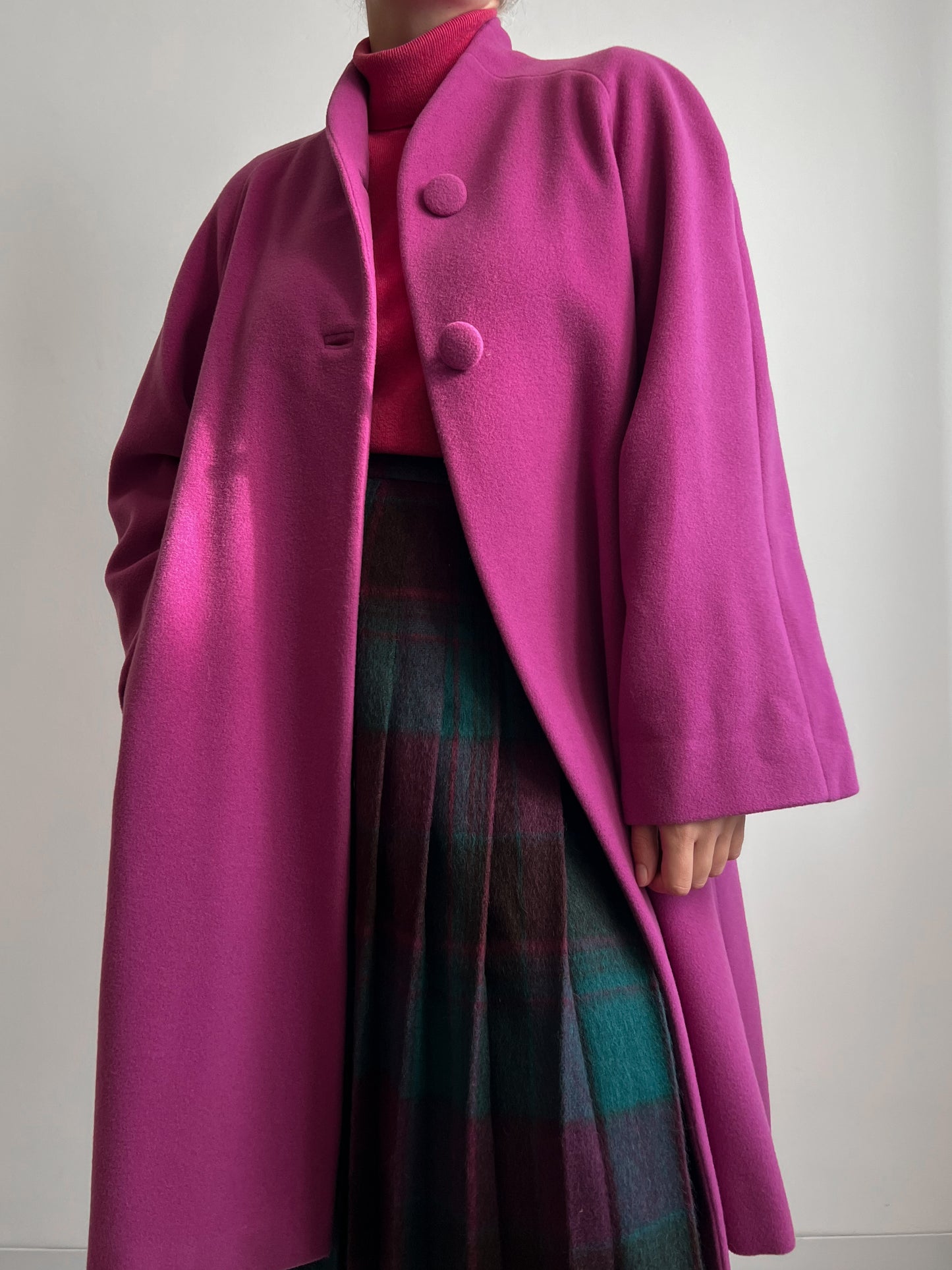 Pure virgin wool cyclamen coat