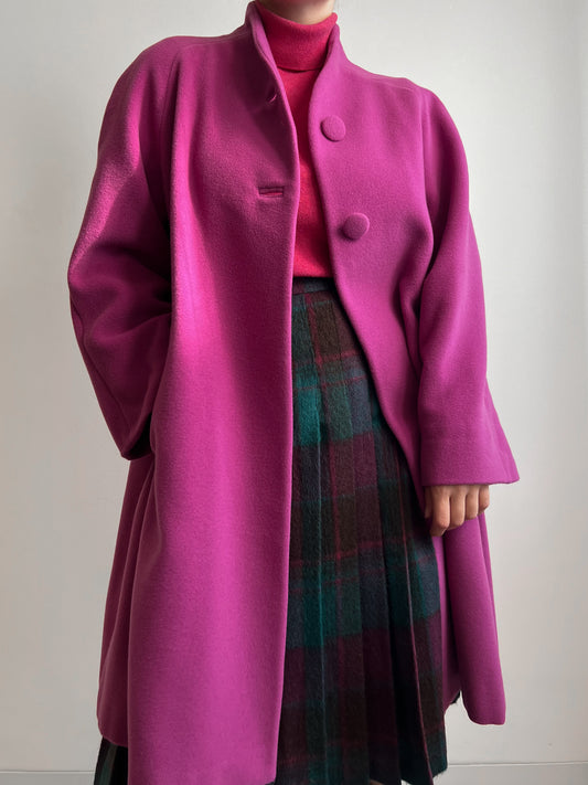 Pure virgin wool cyclamen coat