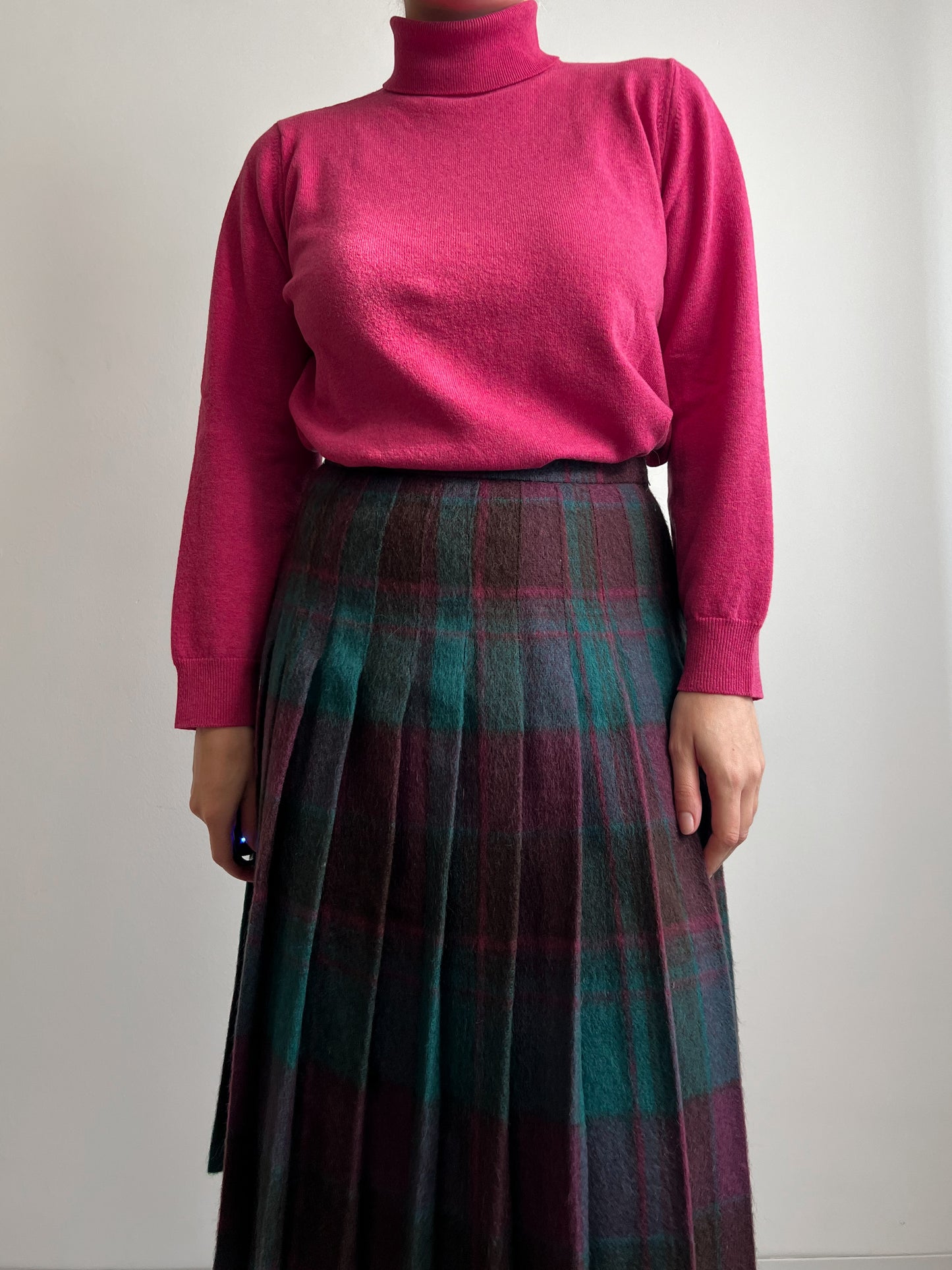 Wool and mohair pleated midi skirt