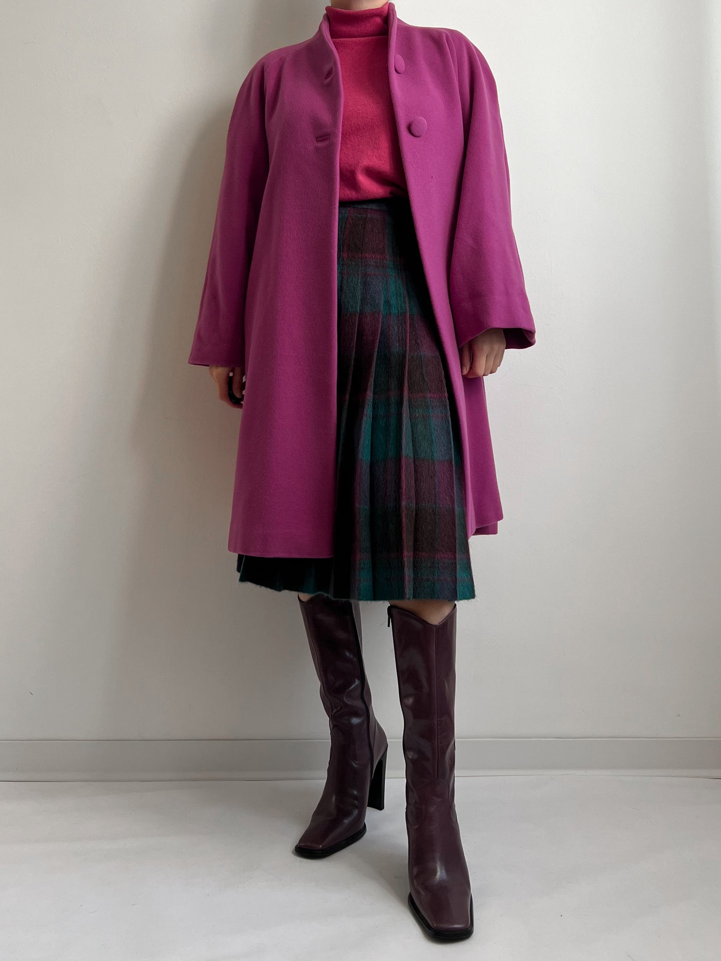 Pure virgin wool cyclamen coat