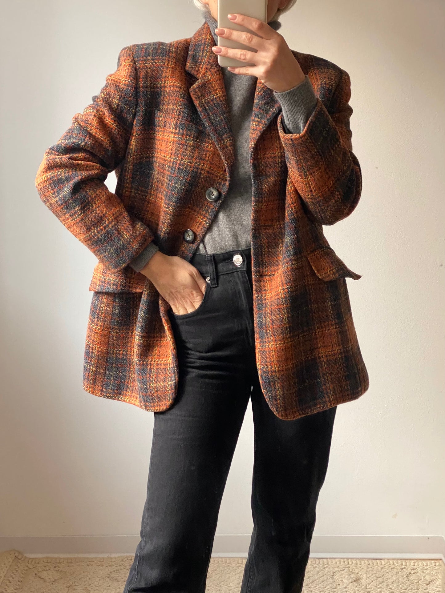 Tartan blazer in lana