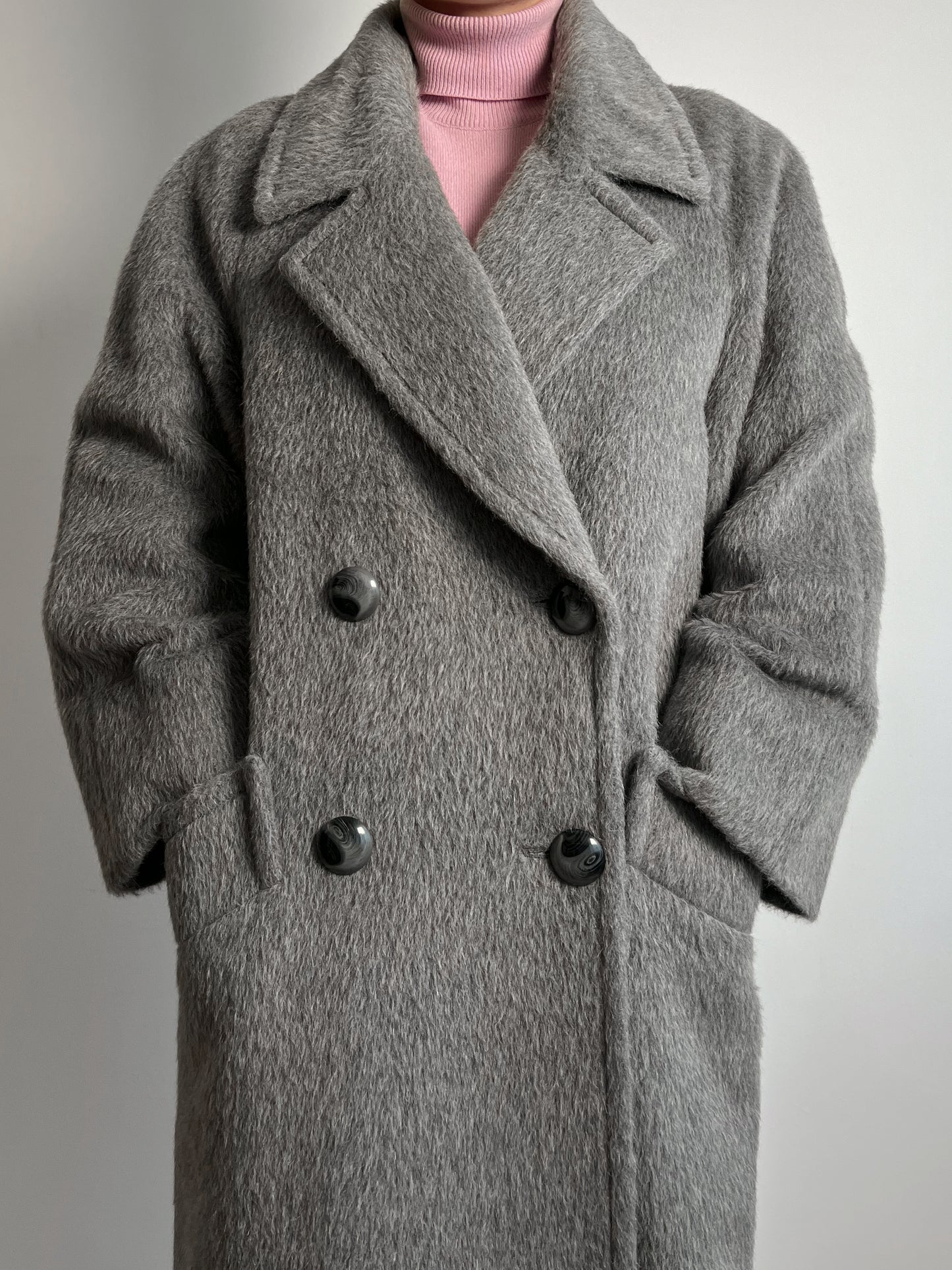 Piacenza lama grey long coat