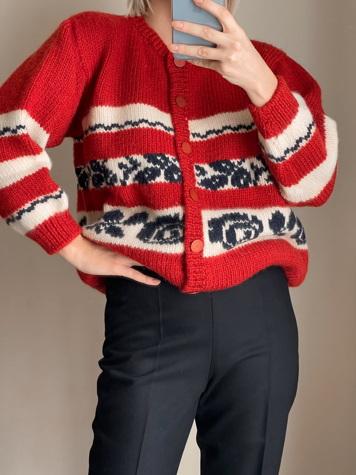 Cardigan in pura lana rosso