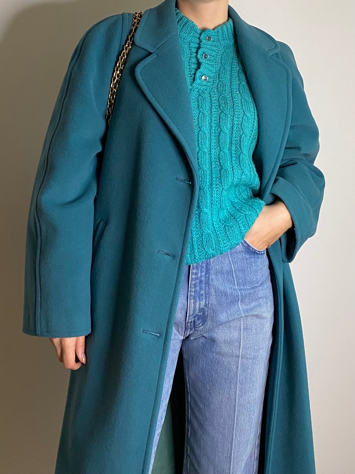 Cappotto in lana turchese