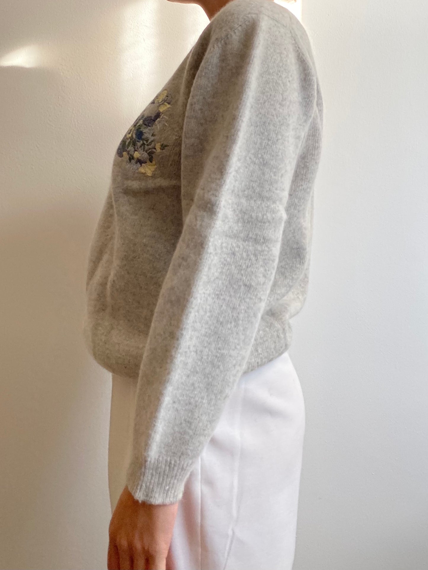 Cardigan in lana e angora grigio