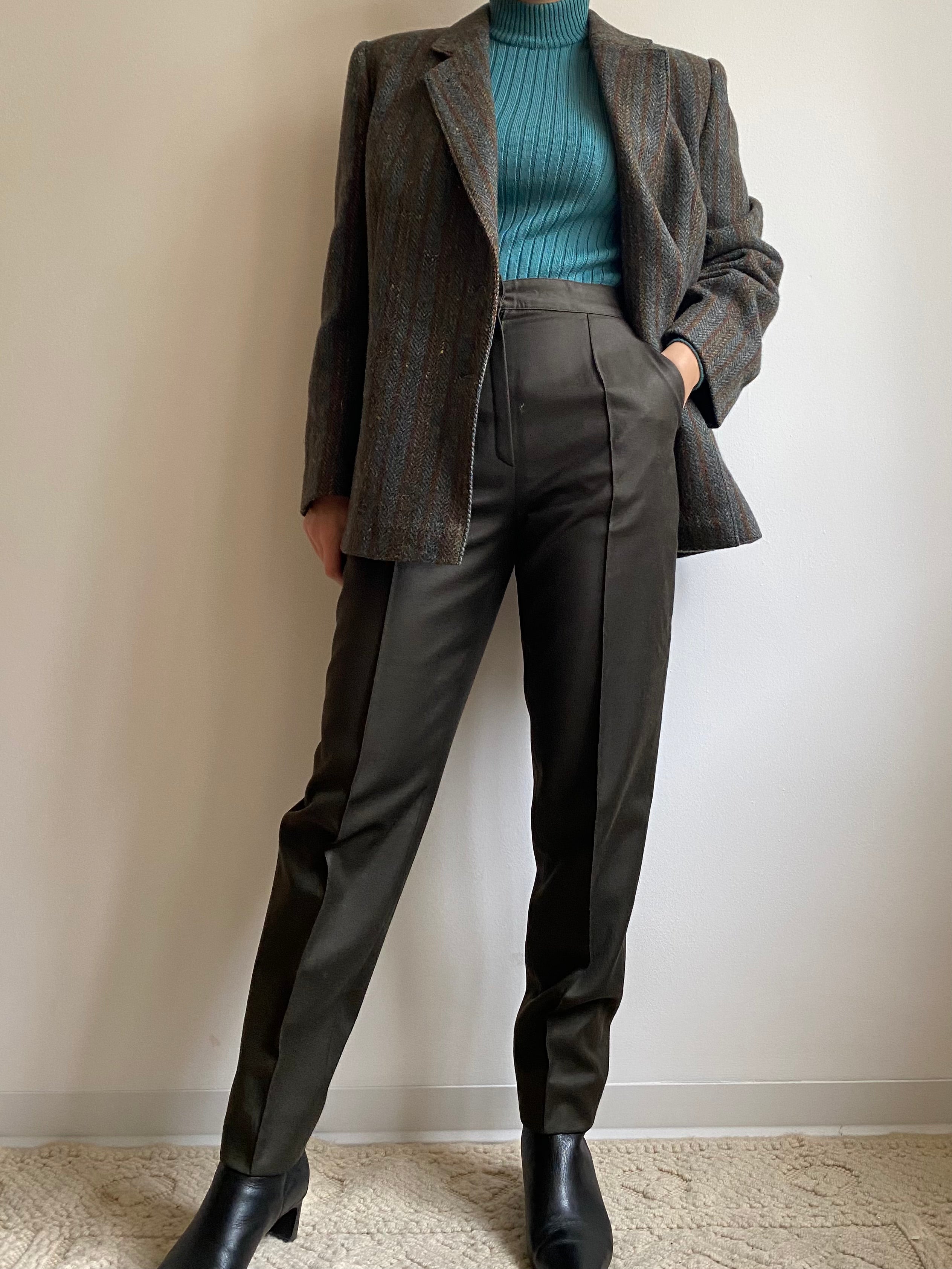 Pantaloni in lana verde militare