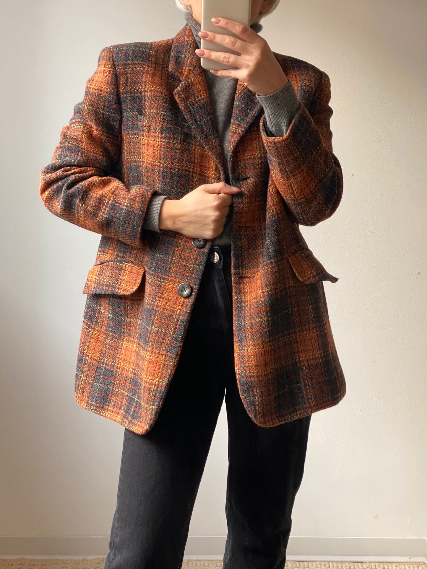 Tartan blazer in lana