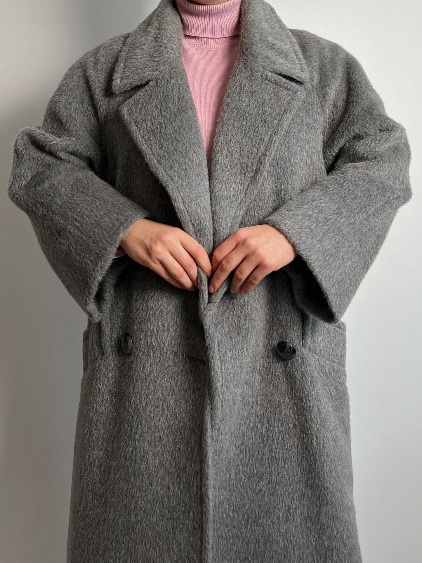 Piacenza lama grey long coat