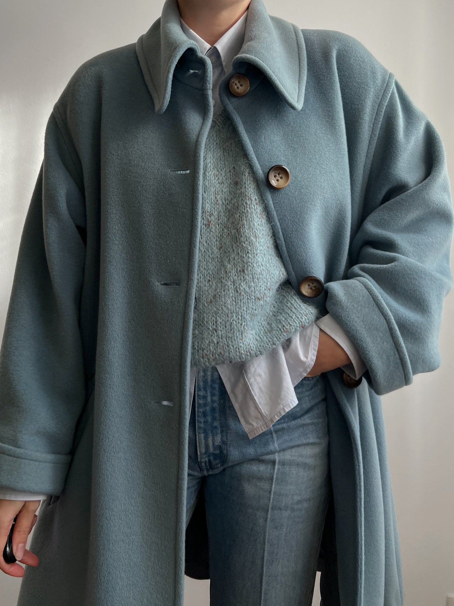 Vintage Luisa Spagnoli pure wool powder blue coat