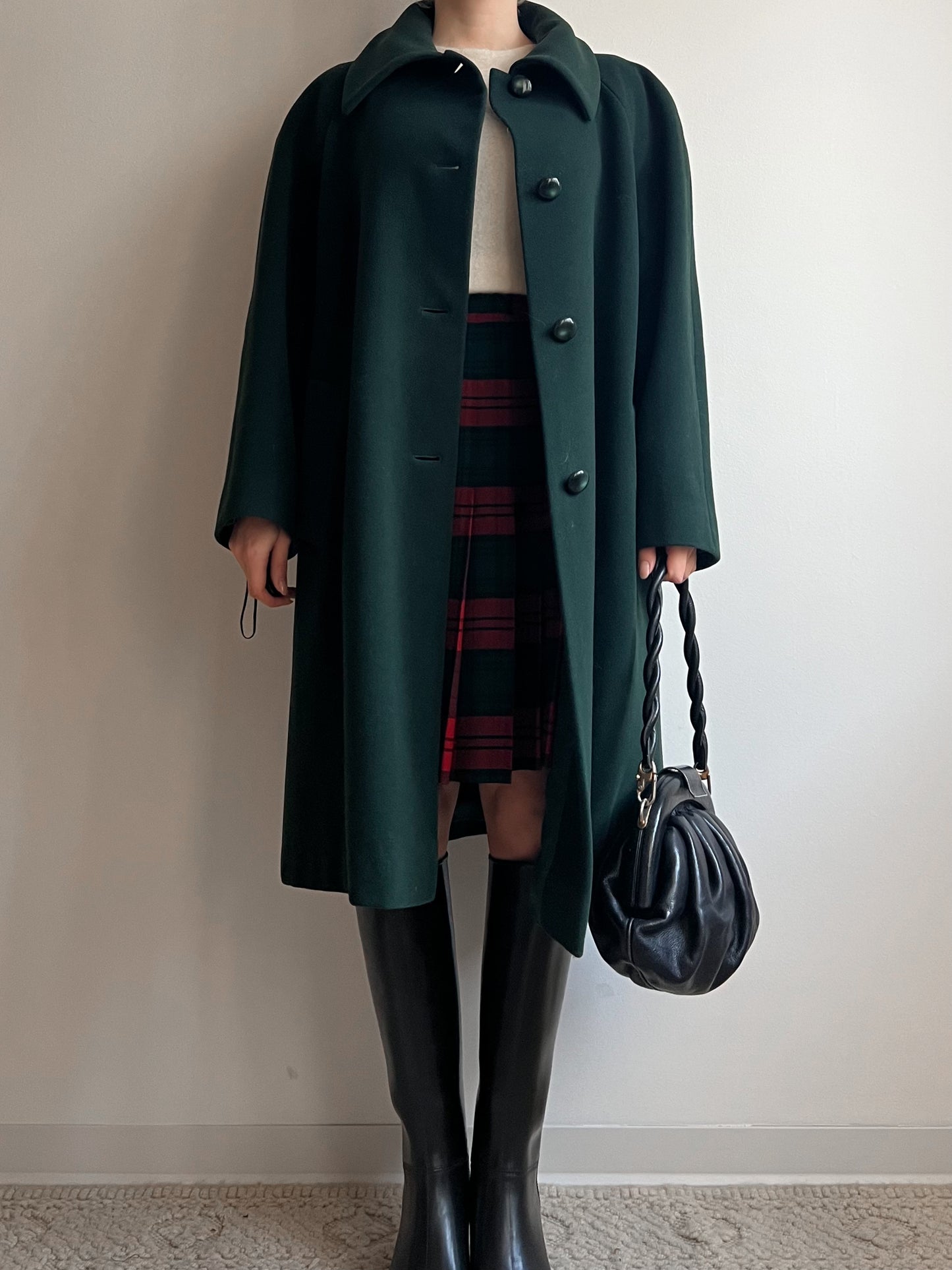 Cappotto verde in lana e cashmere